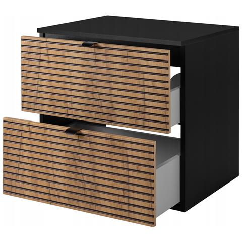 | Mobili da bagno | Marrone opaco, nero | L /A /D circa 60/57/46 cm | Mobiletto, mobile da bagno, mobile da bagno, piano nero, LOFT - Foto 2