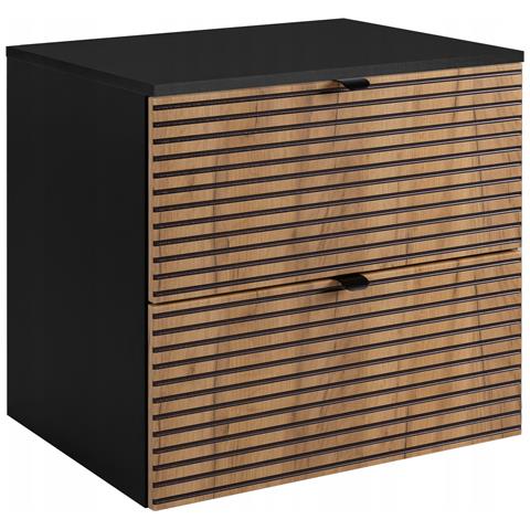 | Mobili da bagno | Marrone opaco, nero | L /A /D circa 60/57/46 cm | Mobiletto, mobile da bagno, mobile da bagno, piano nero, LOFT - Foto 1