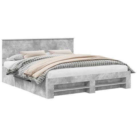 Struttura del letto con testiera Grigio cemento 200 x 200 cm - Foto 1