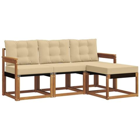 Set di divani da esterno con cuscino 4 pcs Naturale e Beige - Foto 1