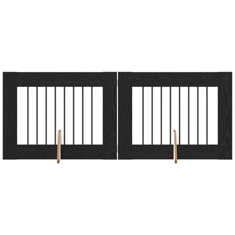 Cancello per cani con supporti 2 pcs Rovere Nero 80 x 60 cm - Foto 1