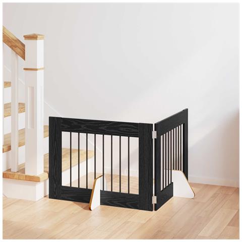 Cancello per cani con supporti 2 pcs Rovere Nero 80 x 60 cm - Foto 2