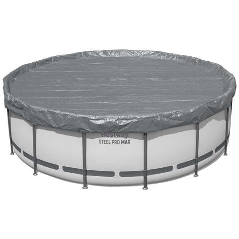 Copertura per piscina Ø4,57 m Rotondo Poliestere Grigio - Foto 1