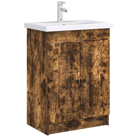 Mobiletto da bagno sotto il lavello Rovere Fumo - Foto 2