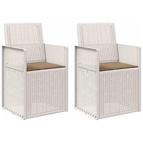 Sedie da pranzo da giardino 2 pcs Bianco e Tortora PP - Foto 1