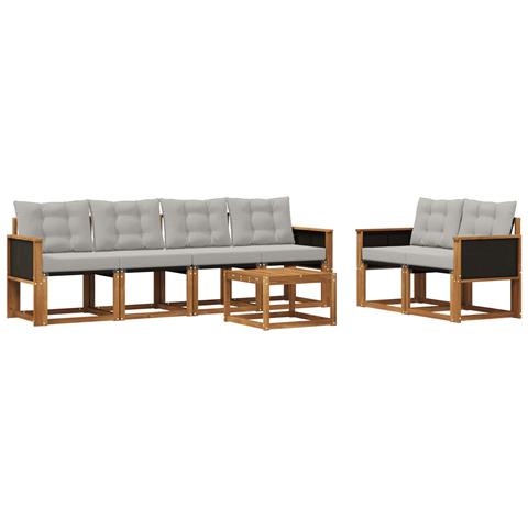 Set di divani da esterno 7 pcs Naturale e Grigio Chiaro - Foto 1