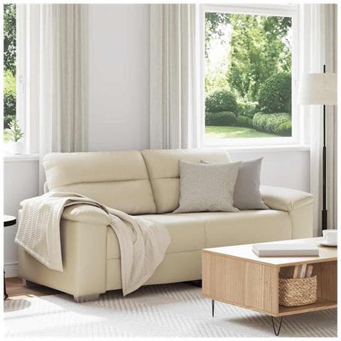 Divano a 2 posti Crema 180x81x84 cm in Similpelle - Foto 2