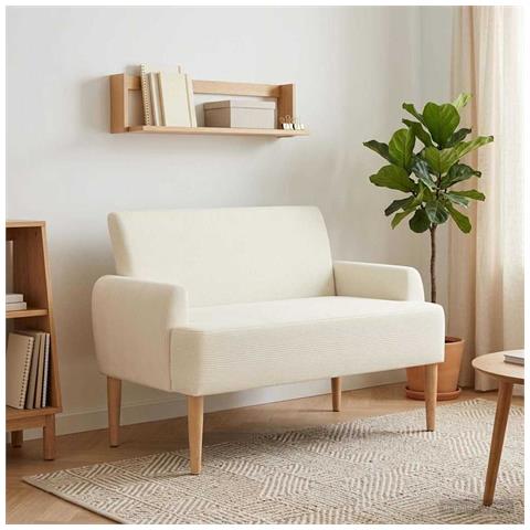 Loveseat con bottoni imbottiti Crema 116 x 67 x 81 cm - Foto 2