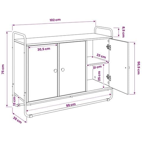 Credenza Rovere Artigianale 102 x 35 x 75 cm - Foto 9