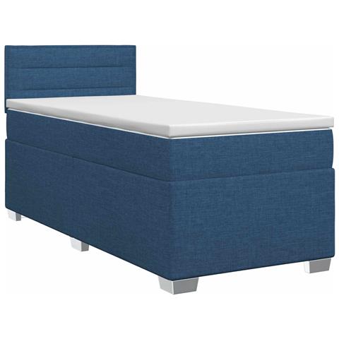 Letto box spring con materasso Blu 100 x 200 cm Tessuto - Foto 1