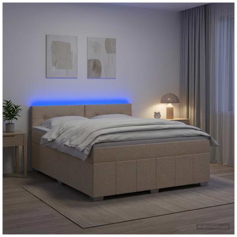 Letto box spring con materasso Crema 140 x 200 cm Tessuto - Foto 2