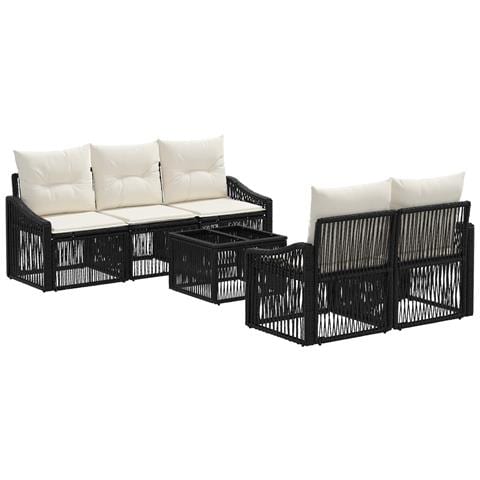 Set Divano da Giardino 6 pz Nero polyrattan - Foto 1