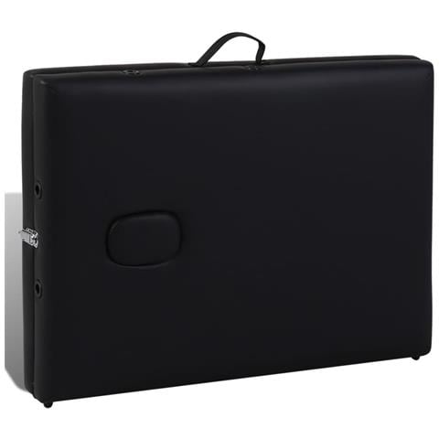 Lettino Pieghevole Da Massaggio Nero 3 Zone Con Telaio Legno - Foto 2