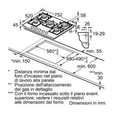 Piano Cottura PPQ7A2B20 Serie 6 a Gas 5 Fuochi Gas Colore Bianco - Foto 6