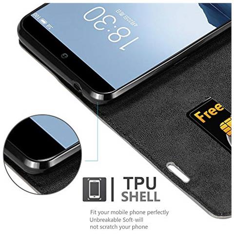 Custodia Compatibile Con Meizu 15 In Bruno Caffè - Coperchio Protettiva Con Chiusura Magnetica, Funzione Stand E Tasca Per Le Carte - Foto 8