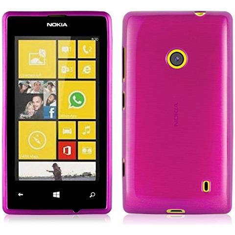 Custodia Compatibile Con Nokia Lumia 525 In Rosa - Coperchio Protettivo In Silicone Tpu Flessibile Con Design Spazzolato - Foto 1
