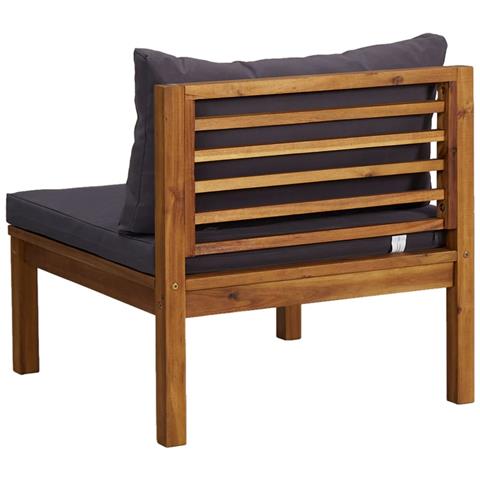 Set Divani Giardino 3 Pz Con Cuscini Grigio Scuro Legno Acacia - Foto 2