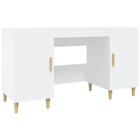 Scrivania Bianca 140x50x75 Cm In Legno Multistrato - Foto 1