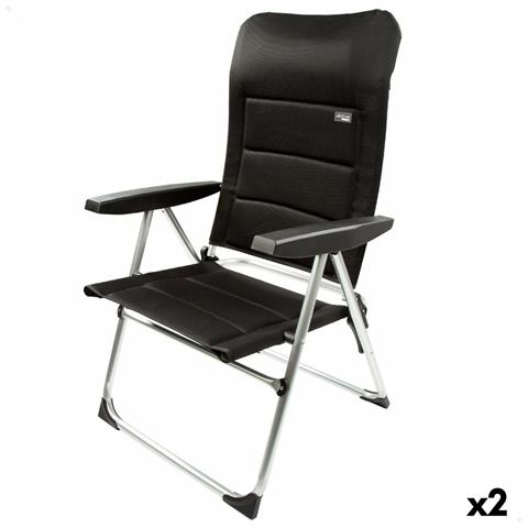 Sedia Da Spiaggia Deluxe Pieghevole Nero 49 X 105 X 59 Cm (2 Unità) - Foto 1