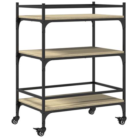 Carrello Da Cucina Rovere Sonoma 65x40x86,5cm Legno Multistrato - Foto 2