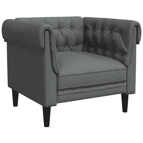 Poltrona Chesterfield Grigio Scuro In Tessuto - Foto 2