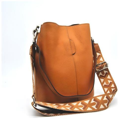 Borsa A Tracolla Venezia - Marrone - Pelle Di Vitello Dollaro - 24x16,5x27,5 Cm - Foto 2