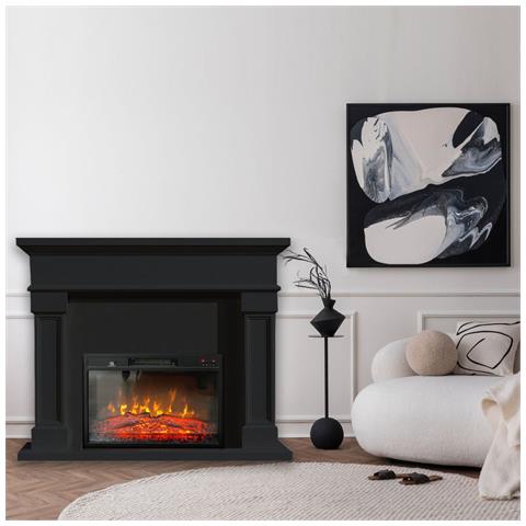 Camini Elettrici Marisa Nero Opaco, Con Effetto Sonoro, L120xh102cm - Foto 2