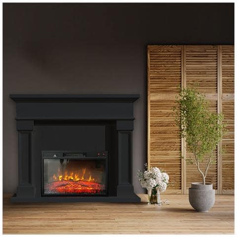 Camini Elettrici Marisa Nero Opaco, Con Effetto Sonoro, L120xh102cm - Foto 1