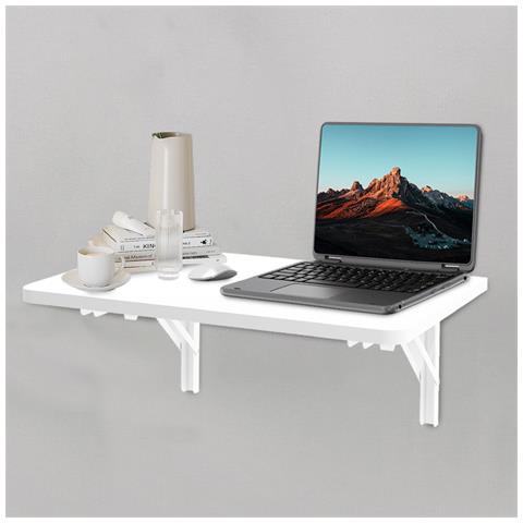 Tavolo Pieghevole A Muro Tavolino Scrivania Da Parete Bianco Salvaspazio 80x60cm - Foto 5