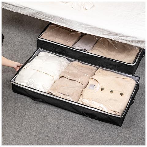 Organizzatore Portaoggetti Sotto Il Letto Con Maniglie E Finestra Trasparente Black - Foto 2