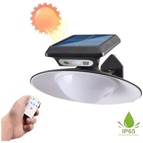 Lampadario Faro Solare 20cm Con Sensore Di Movimento Per Esterno Telecomando - Foto 1