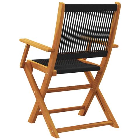 Sedie da Giardino Pieghevoli 8pz Nere Legno Massello di Acacia - Foto 2