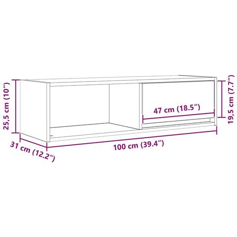 Mobile TV Rovere Fumo 100x31x25,5 cm in Legno Multistrato - Foto 2