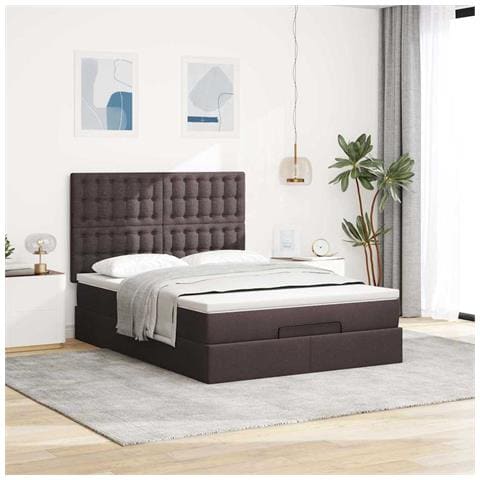 Struttura Letto Pouf Con Materasso 140x200 Cm In Tessuto - Foto 3