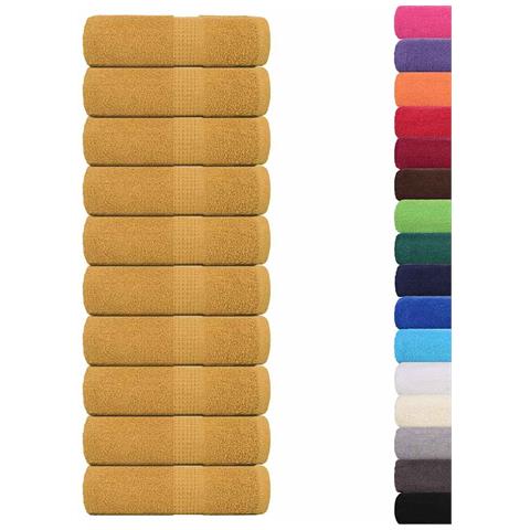Asciugamani Ospiti 10 Pz Oro 30x50 Cm 360 G/m 100% Cotone - Foto 2