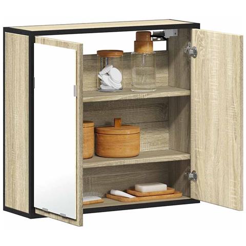 Mobile Bagno Con Specchio Rovere Sonoma 65x20x60 Cm Multistrato - Foto 1
