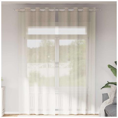 Tende In Voile Con Occhielli 2 Pz Crema 140x260 Cm - Foto 1