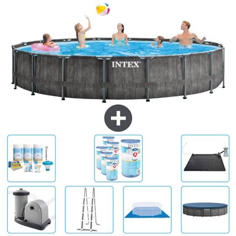 Piscina Fuori Terra - In Giro - 549x549x122 Cm - Grigio - Include Accessori Coordinati Cb44 - Foto 1