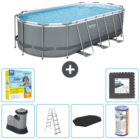 Piscina Fuori Terra - Ovale - 549x274x122 Cm - Grigio - Include Accessori Coordinati Cb35 - Foto 1