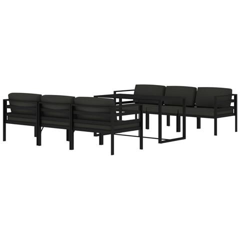Lusso Casadino - Set Divani Da Giardino 7 Pz Con Cuscini In Alluminio Antracite - Foto 2