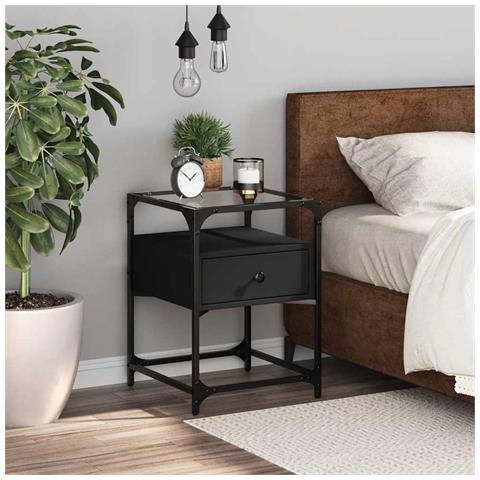 Lusso Casadino - Comodino Nero 40x40x55 Cm In Legno Multistrato - Foto 8