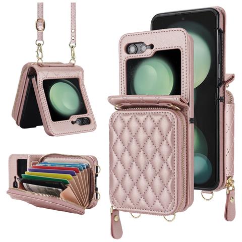 Elegante Custodia Pieghevole Con Porta Carte Per Moto Razr 40 - Oro Rosa - Foto 1