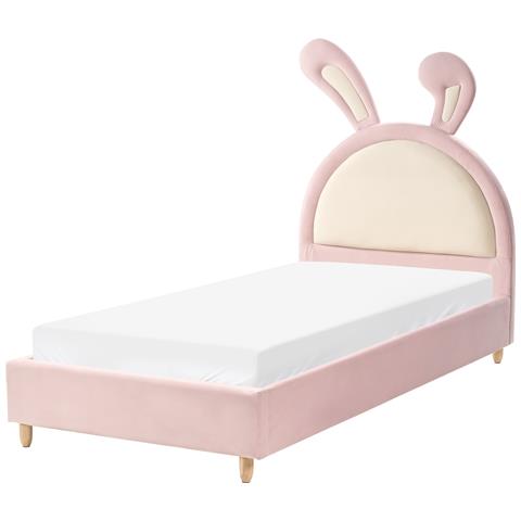 Letto Per Bambini Coniglio Velluto Lallias 90 X 200 Cm Rosa - Foto 2