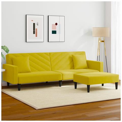 Set di Divani 2 pz con Cuscini Giallo in Velluto - Foto 2