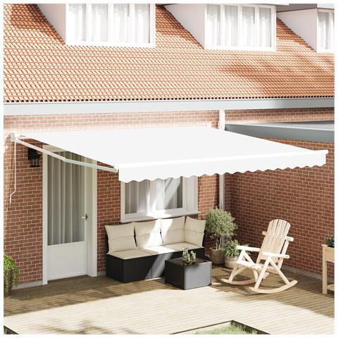 Tenda Manuale Retrattile Bianca 400x300 cm, Tessuto di Ricambio per Tenda  per Struttura da 4x3 m Bianca - Foto 2