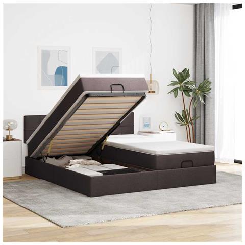 Struttura Letto Pouf con Materassi 180x200 cm in Tessuto - Foto 2