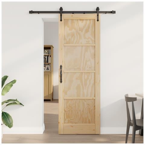 Porta scorrevole  con set di fissaggi 'ORKDAL'in legno massello di pino, Porta interna  'ORKDAL'73.5x211x4 cm in legno massello di pino - Foto 2