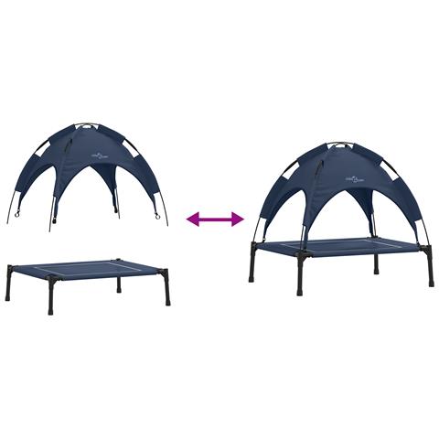 Letto rialzato per cani con tetto removibile blu navy in acciaio - Foto 9