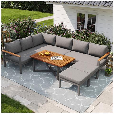 Set Da Giardino Per 7-8 Persone, Mobili Da Giardino, Set Di Mobili Da Giardino Per Giardino, Balcone, Terrazza, Set Da Pranzo Per Gruppi Di Sedute Resistenti Alle Intemperie - Foto 1