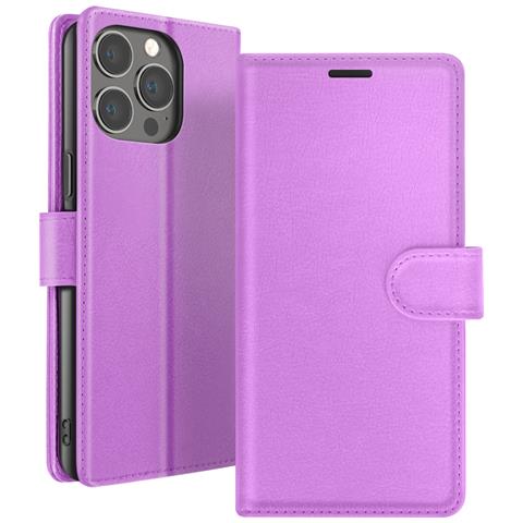 Custodia A Portafoglio Per Iphone 13 Pro Max Con Supporto E Linguetta Magnetica, Viola - Foto 1